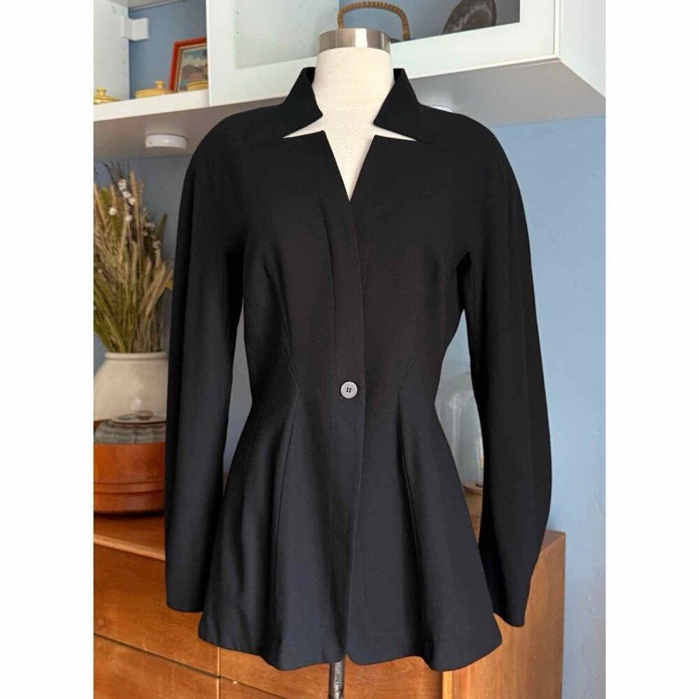 Vintage Byron Lars Black Wool Tailored Blazer Jacket Size 8
